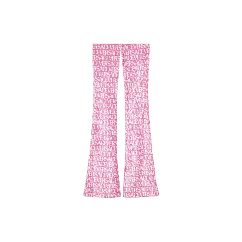 VERSACE Logo print Flared Trousers-5