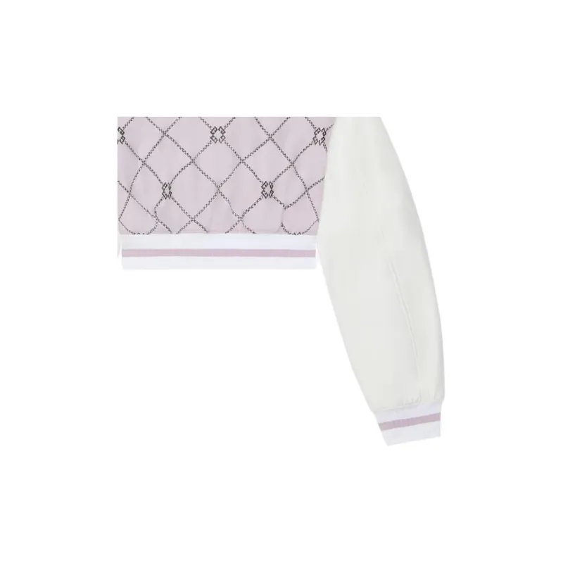 Givenchy Cropped Checked Varsity Jacket 'Grey/Pink'-4