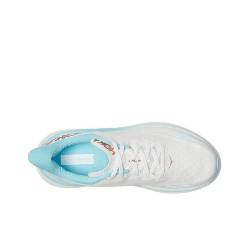 HOKA ONE ONE Clifton 9 Anti Slip Wear Resistant Low Top Running Shoes Women's White Blue-2