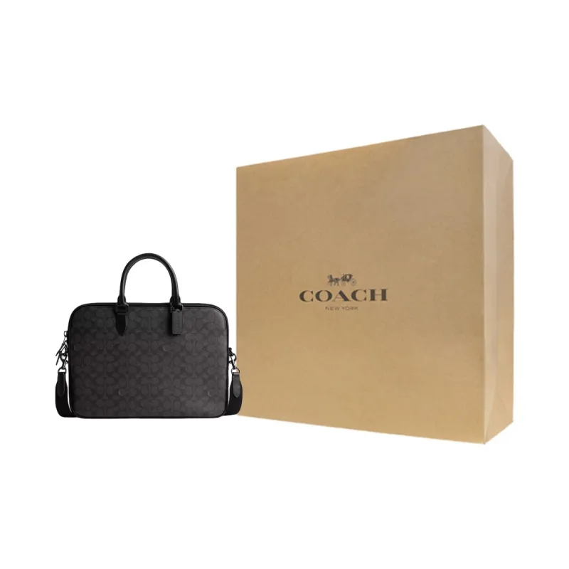 COACH Gotham Coated Canvas With Calfskin Crossbody One Shoulder Handbag Tubas Men's Charcoal-7