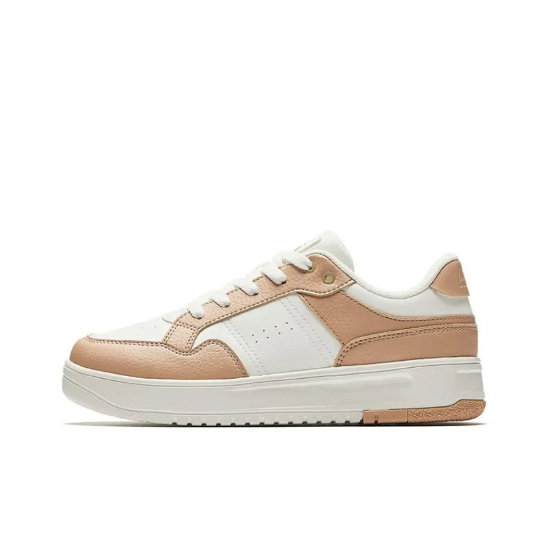 Anta Broken Bamboo Slip Resistant Cushioning Low Top Skateboard Shoes Women's White Brown-0