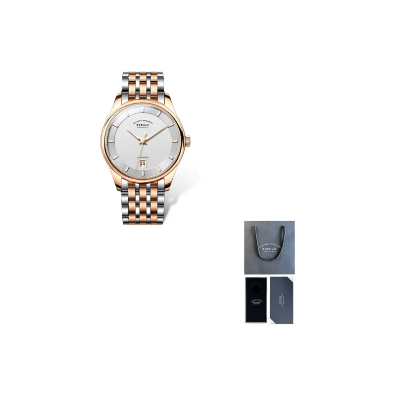 BORMAN Automatic Mechanical Movement Stainless Steel Watchband Men's Watches White Dial-3