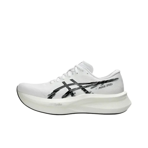 Asics MAGIC SPEED 4 Wear Resistant Low Top Running Shoes Men's White Black