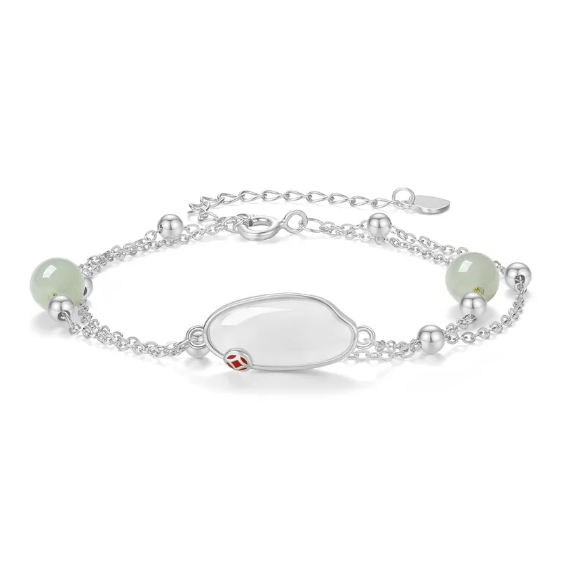 D.Get Hetian Jade Bracelets White Jade/Pale Greenish White Jade Unisex-3