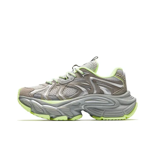 Anta Anti-Slip Wear-Resistant Low-Top Chunky Sneakers Women's Gray-Brown-Green