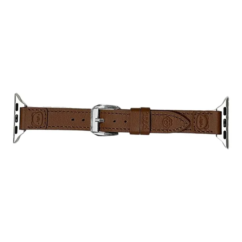 Warbler Dew Compatible With Apple Watch Apple Watch Band S9/S8/SE/7/6/5/4/3 Little Bear Paw Genuine Leather Loop Strap-14
