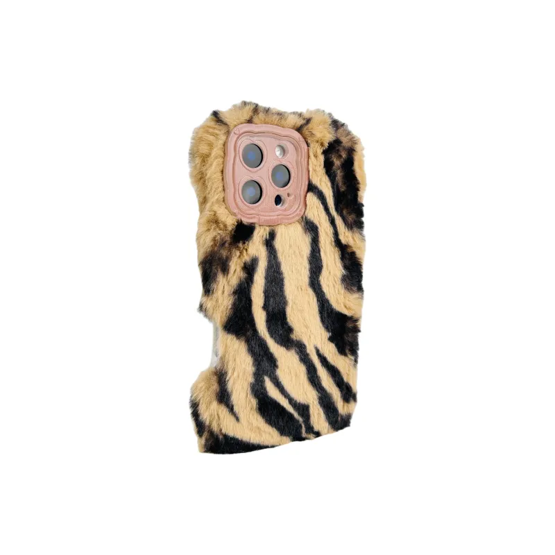 Wei Xin Plush Material Plush Zebra Print Phone Cases Compatible With IPhone 16/15 Pro Max/Apple 13/14 Pro/Max-1