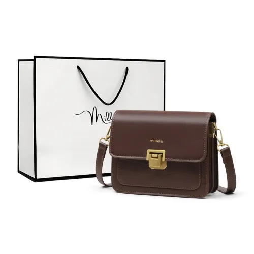 MILLIE'S Cow Leather Shoulder Bag Crossbody Bag Tofu Bag Small Square Bag Regular Women's Coffee