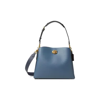 COACH Willow Pebbled Leather Crossbody One Shoulder Handbag Women's Dark Blue