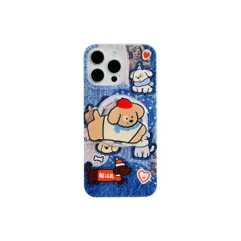 Wei Xin Acrylic Material Denim Dog Magnetic Stand Phone Cases Compatible With IPhone 16/15 Pro Max/Apple 13/14 Pro/Max