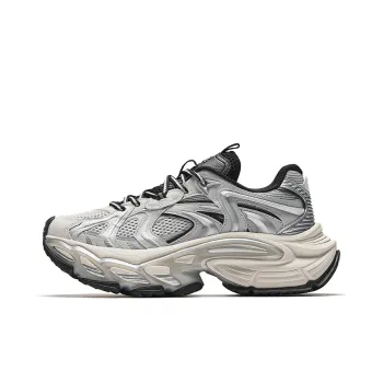 Anta Height Increasing Wear Resistant Slip Resistant Low Top Chunky Sneakers Men's Silver