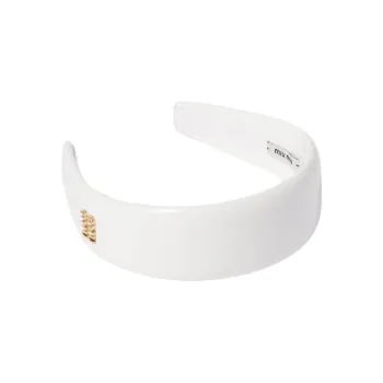 MIU MIU Metal, Lambskin Headbands Unisex White