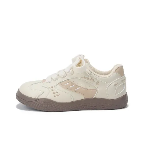 Yobn Non slip Lightweight Low Top Skateboard shoes where Women's Beige