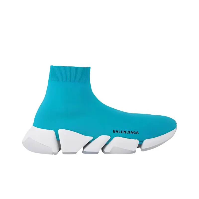 Balenciaga Speed 2.0 High Top Casual Shoes Men's Blue-1