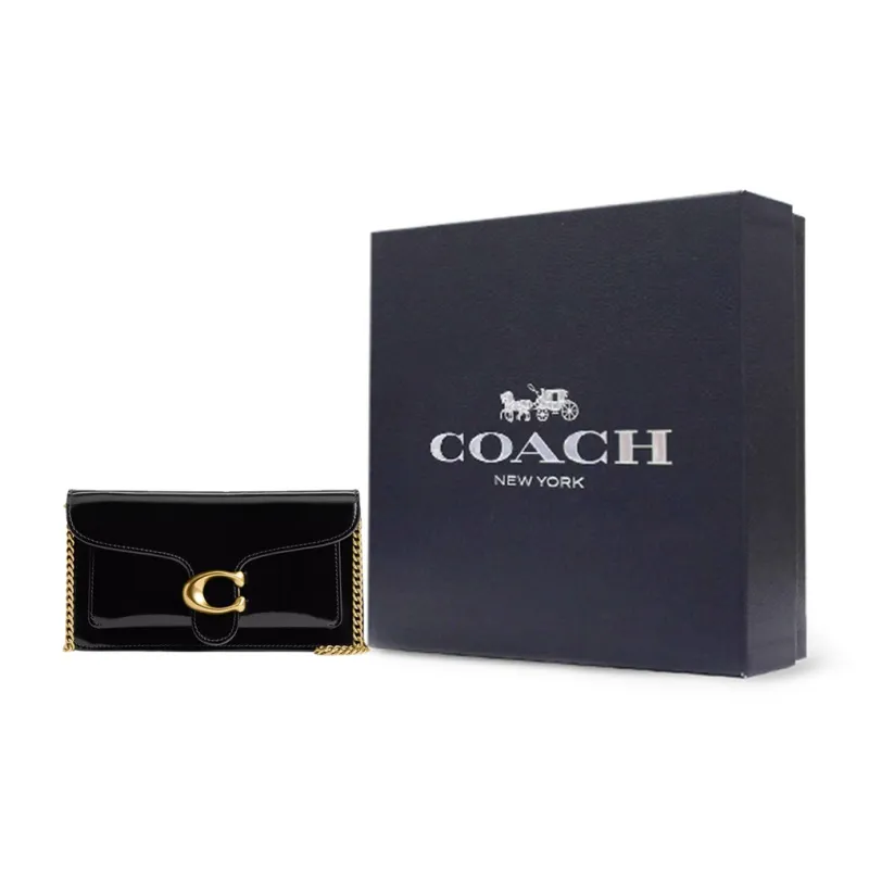 COACH Tabby Leather Shoulder Bag, Crossbody Bag Small Size Women's Black-6