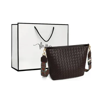 MILLIE'S Synthetic Leather Underarm Shoulder Bag, Crossbody Bag, Woven Bucket Bag Regular Women's Coffee