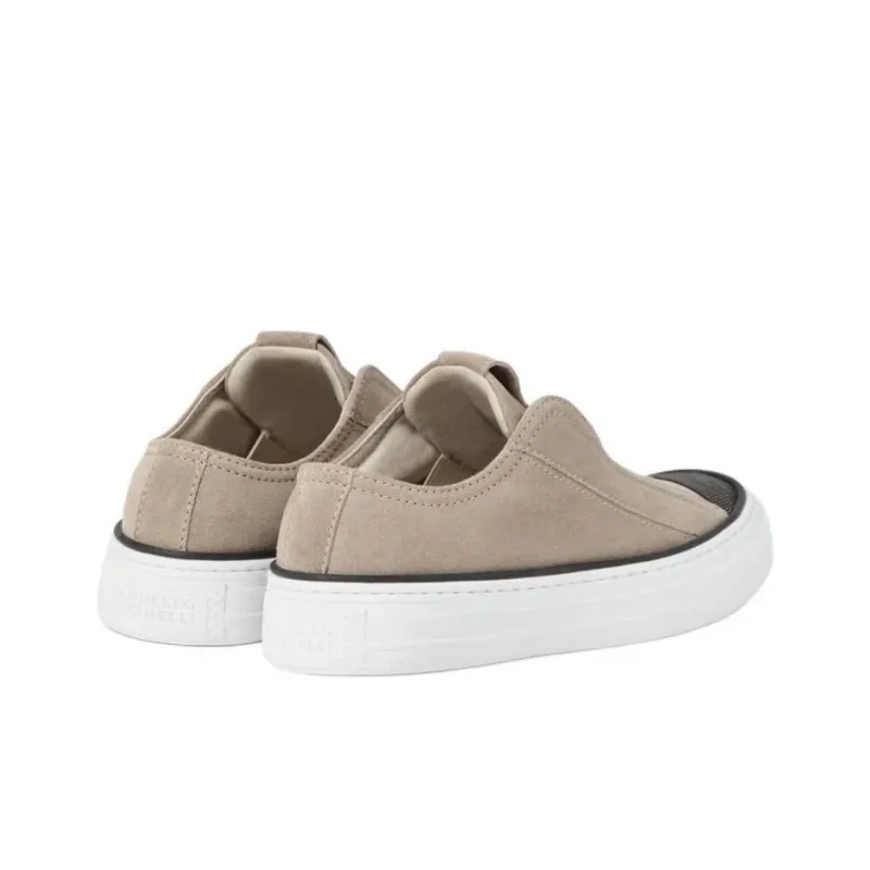 Brunello Cucinelli Low Top Skateboard Shoes Women's Light Gray-3