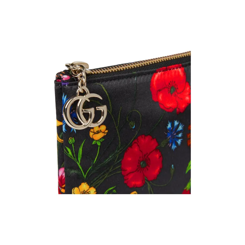 GUCCI GG Marmont Silk Clutch Women's Black Multicolor-5