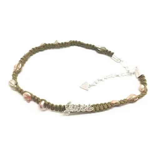 GUESS Steel, Textile Necklaces Women's Green