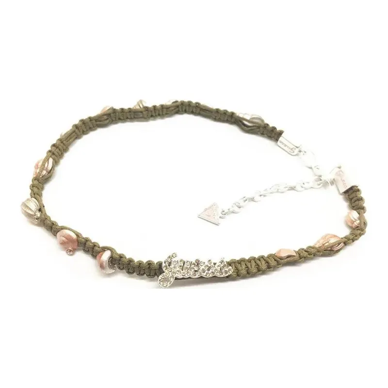 GUESS Steel, Textile Necklaces Women's Green-0