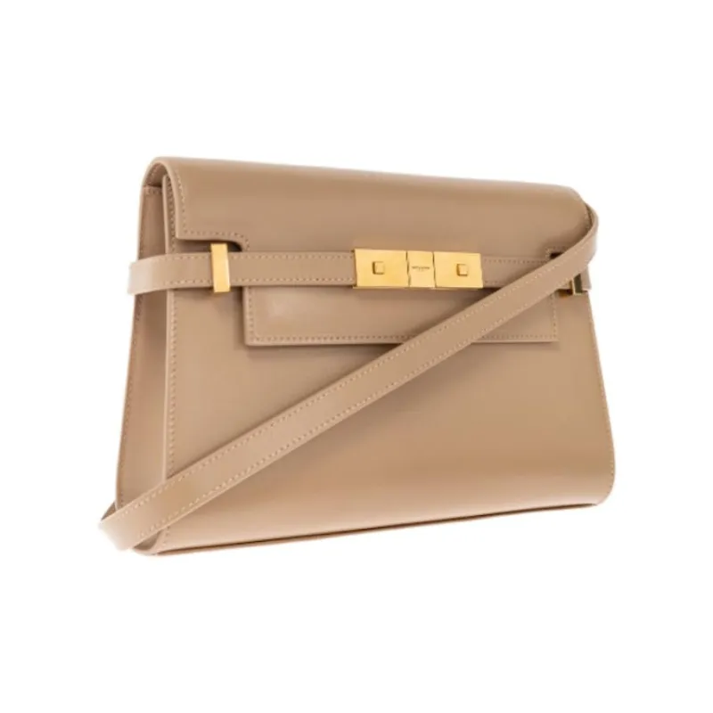 SAINT LAURENT Calfskin Shoulder Bag Women's Beige-1