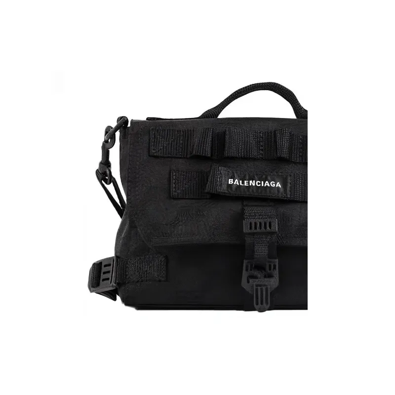 Balenciaga Army Nylon Messenger Bag, Portable Crossbody Bag, Shoulder Bag Women's Black-3