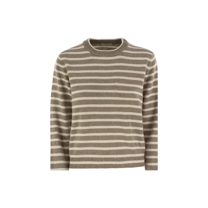 Brunello Cucinelli Striped Sequin Embellished Crewneck Jumper-3