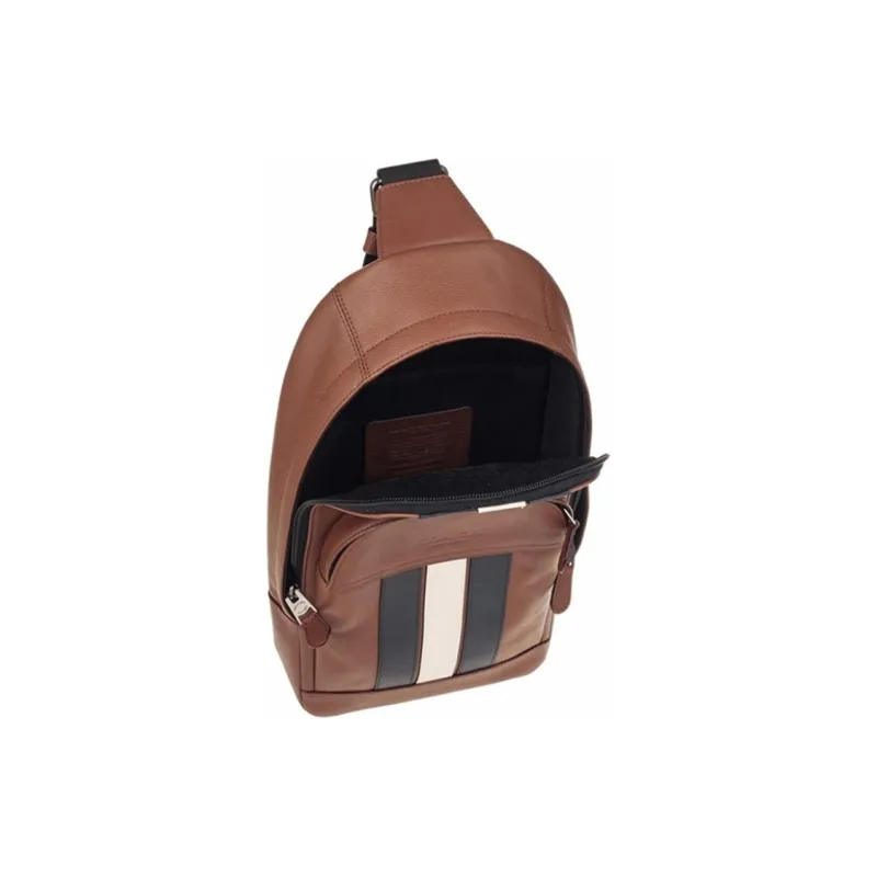 COACH Houston Cow Leather One Shoulder Crossbody Sling Bags Medium Size Men's Brown-3