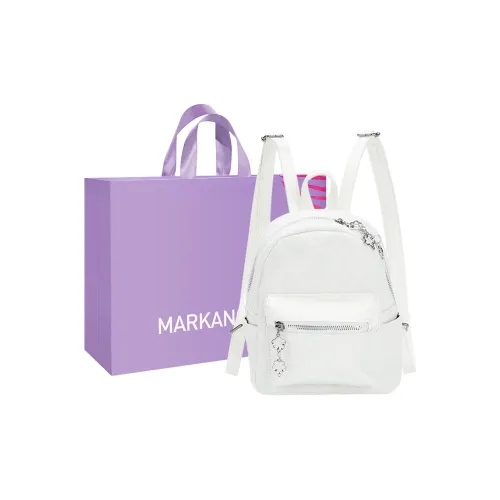 MARKANGARO Fabric Backpack Small Size Unisex White/Black