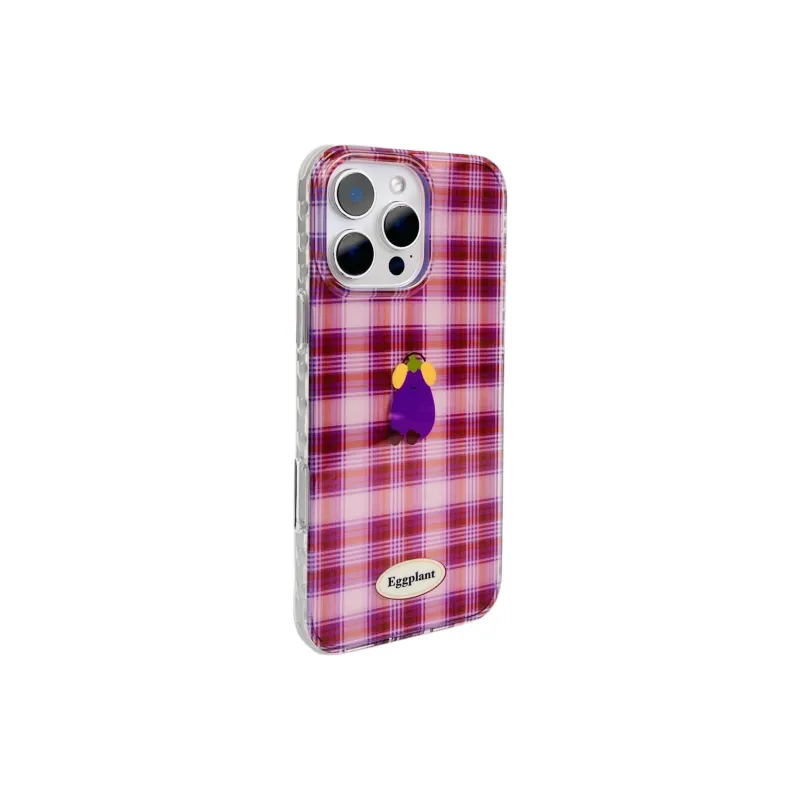 Wei Xin Acrylic Material Purple Plaid Eggplant Phone Cases Compatible With IPhone 16/15 Pro Max/Apple 13/14 Pro/Max-1