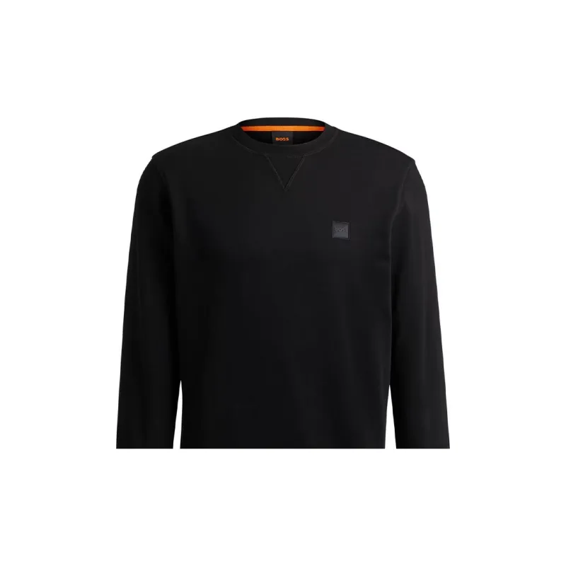 HUGO BOSS Cotton Terry Relaxed Fit Sweatshirt With Logo Patch Sweatshirt Men's Black-5