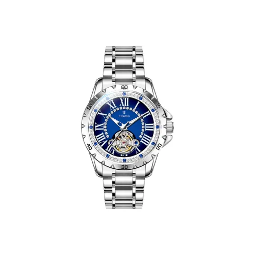RENOVO Automatic Mechanical Movement Stainless Steel Watchband Watch Men's Watches Blue Dial
