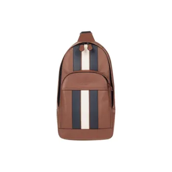 COACH Houston Cow Leather One Shoulder Crossbody Sling Bags Medium Size Men's Brown