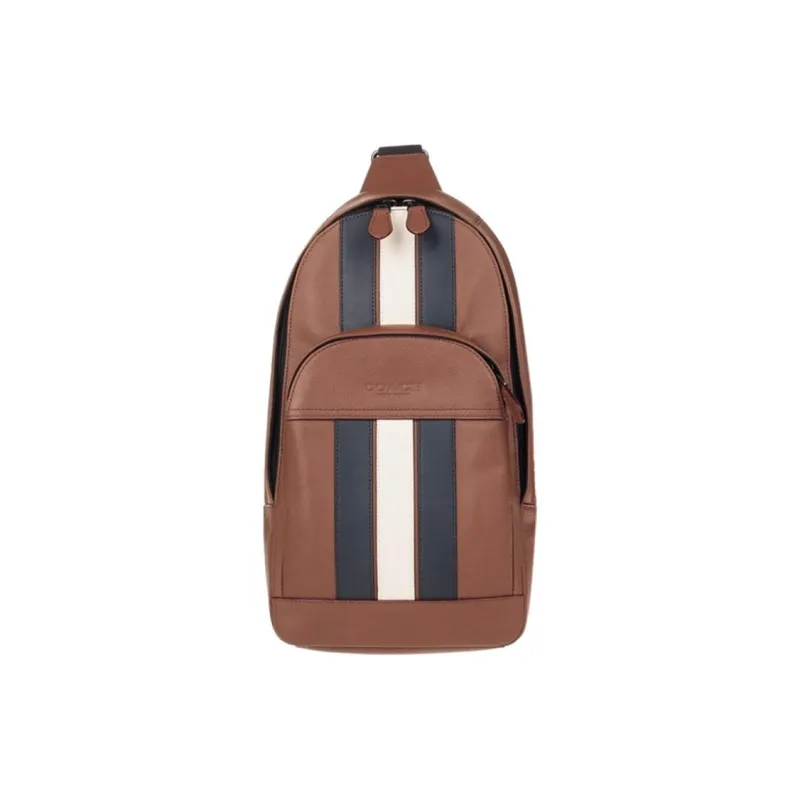 COACH Houston Cow Leather One Shoulder Crossbody Sling Bags Medium Size Men's Brown-0