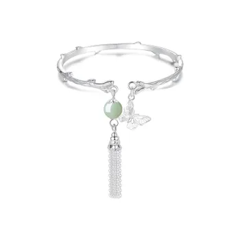 ZHONGLING 999 Fine Silver Sterling Silver Bracelets Women's