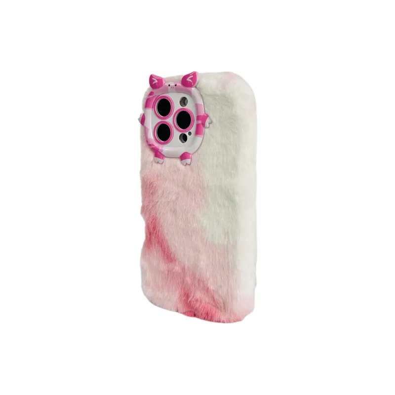Wei Xin Plush Material Plush Gradient Quad Colors Phone Cases Compatible With IPhone 16/15 Pro Max/Apple 13/14 Pro/Max-5