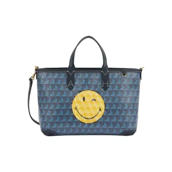 Anya Hindmarch Recycled Canvas Tote Bag, Shopping Bag, Shoulder Bag, Crossbody Bag, Handbag Mini Women's Blue