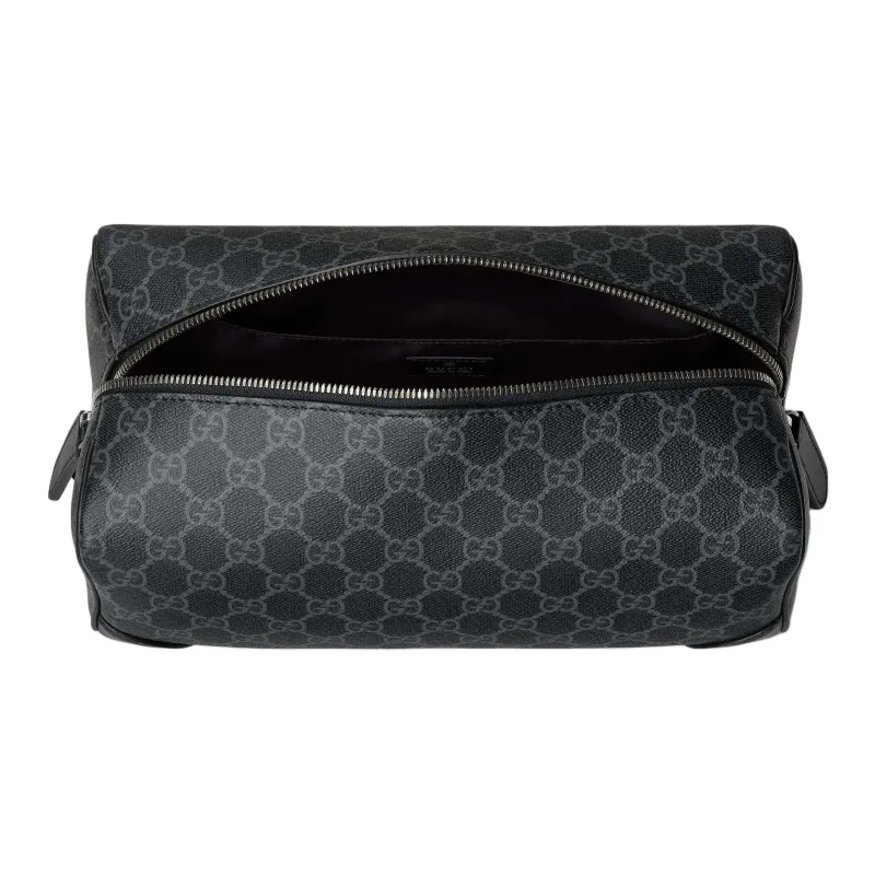 GUCCI GG Emblem Fabric Makeup Bag Medium Size Men's Black-4
