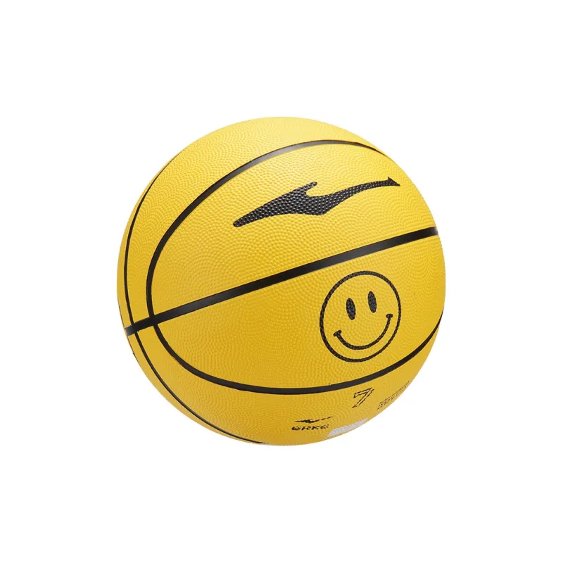 Erke Smiley Face Collection Rubber Basketball Black Yellow Size 7.5 Training Competition Unisex-2