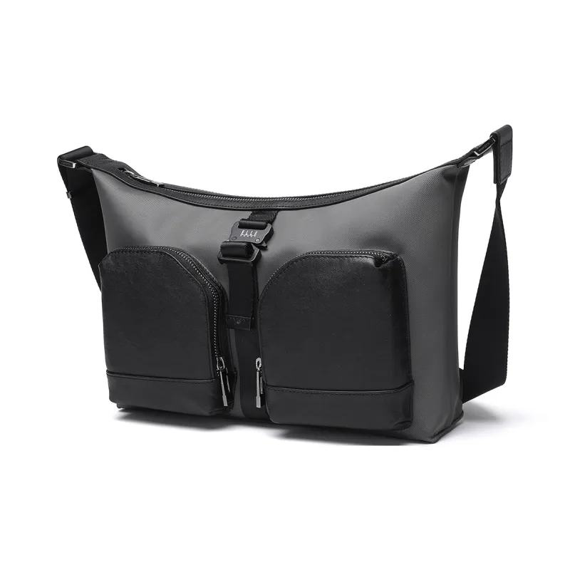 ELLE HOMME Cow Leather With Fabric Crossbody Bag Regular Men's Green/Black-1