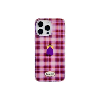 Wei Xin Acrylic Material Purple Plaid Eggplant Phone Cases Compatible With IPhone 16/15 Pro Max/Apple 13/14 Pro/Max