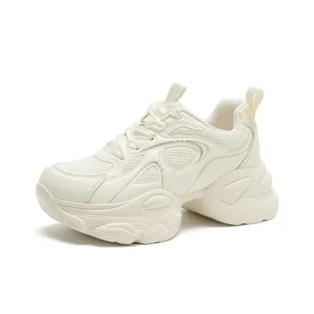 HUANAI Lightweight Height Increasing Low Top Chunky Sneakers Women's Beige