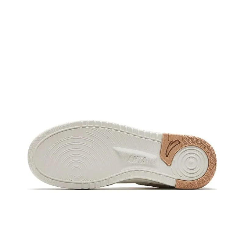 Anta Broken Bamboo Slip Resistant Cushioning Low Top Skateboard Shoes Women's White Brown-4