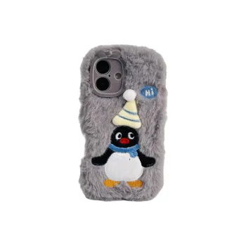 Wei Xin Plush Material Plush Embroidered Penguin Phone Cases Compatible With IPhone 16/15 Pro Max/Apple 13/14 Pro/Max