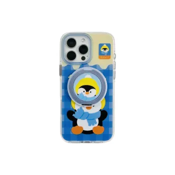 Wei Xin Acrylic Material Penguin Magnetic Stand Phone Cases Compatible With IPhone 16/15 Pro Max/Apple 13/14 Pro/Max