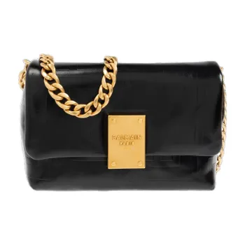 BALMAIN Logo Embossed Flap Small Shoulder Bag