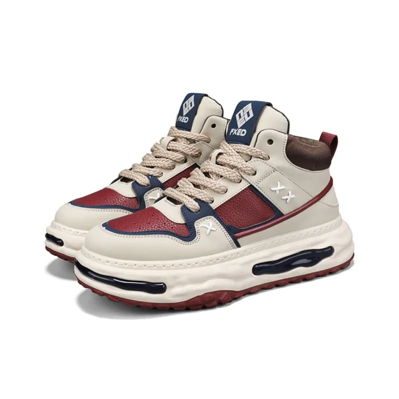 MABEL&CO High Top Skateboard Shoes Men's Beige Red-1