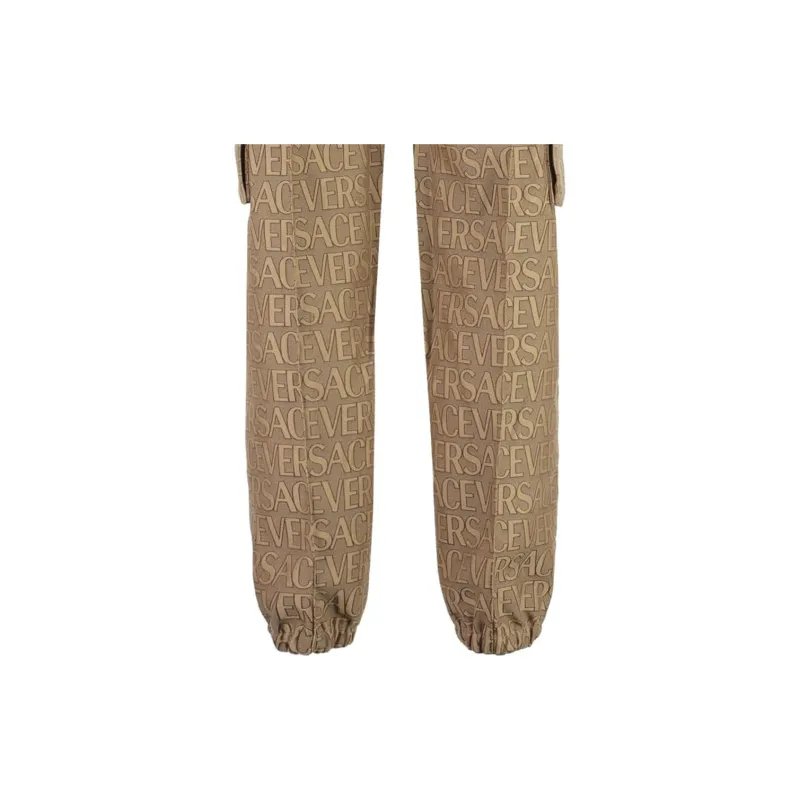 VERSACE JEANS COUTURE Allover Logo Printed Mid Rise Cargo Trousers-4