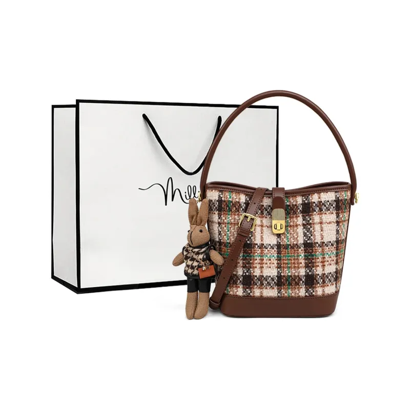 MILLIE'S Fabric, Synthetic Leather Handbag, Shoulder Bag, Crossbody Bag, Bucket Bag Regular Women's Coffee-0