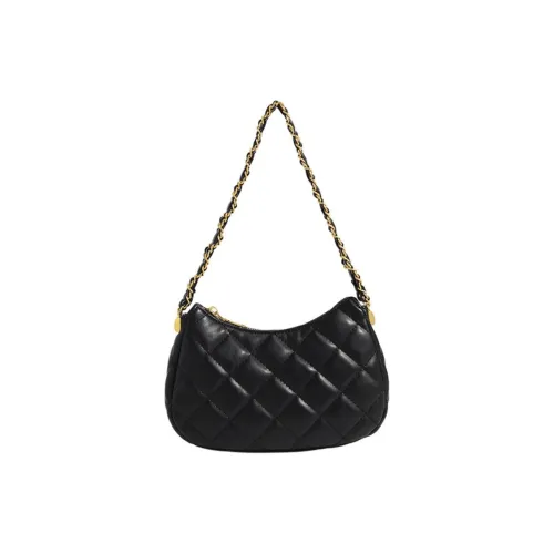 ZAVC PU Shoulder Bag, Portable Crossbody Bag Women's Black/Ecru